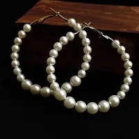 White Pearl Hoop Fashion Earrings-thumb4