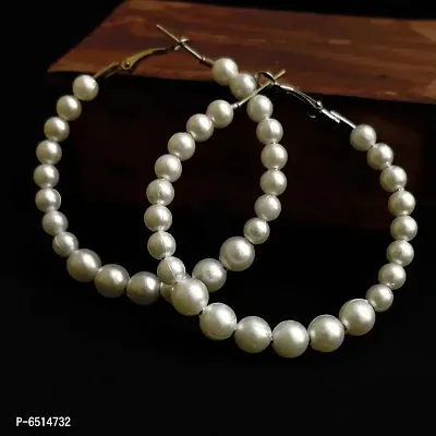 White Pearl Hoop Fashion Earrings-thumb5