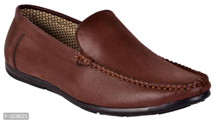 Alluring Solid Brown Synthetic Mens Loafer Shoes-thumb0