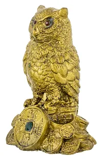 Generic Feng Shui Owl for Money and Wisdom Showpiece - 10 cm by Make in India, Full (Pro_Pooja_MININ_04), Resin, Golden, 1 Piece-thumb1