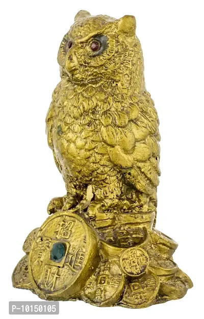 Generic Feng Shui Owl for Money and Wisdom Showpiece - 10 cm by Make in India, Full (Pro_Pooja_MININ_04), Resin, Golden, 1 Piece-thumb2