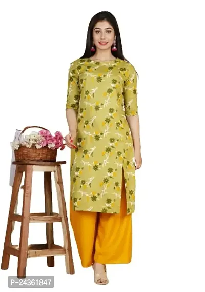 VASTRA Collection Women's Straight Floral Printed Straight Cut Kurti Side Slit || Regular Wear Kurti