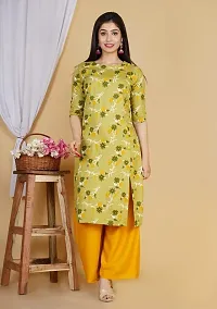 VASTRA Collection Women's Straight Floral Printed Straight Cut Kurti Side Slit || Regular Wear Kurti-thumb1