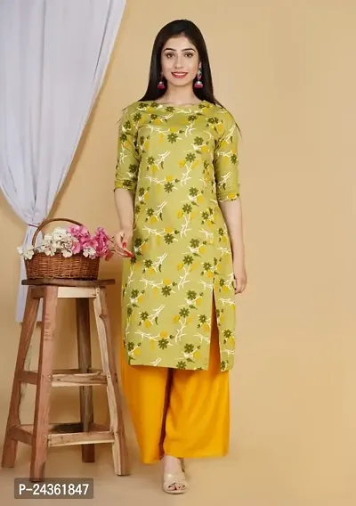 VASTRA Collection Women's Straight Floral Printed Straight Cut Kurti Side Slit || Regular Wear Kurti-thumb2