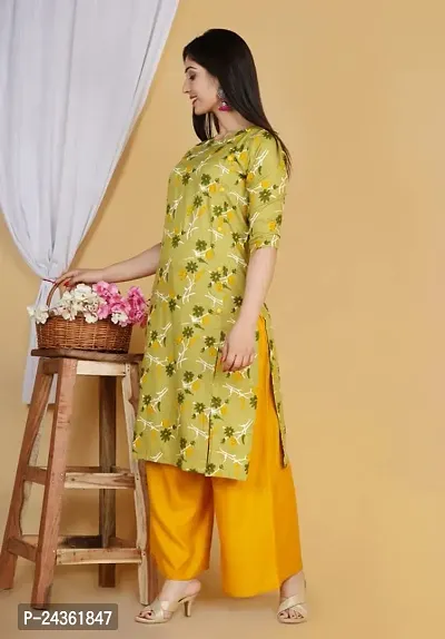 VASTRA Collection Women's Straight Floral Printed Straight Cut Kurti Side Slit || Regular Wear Kurti-thumb4