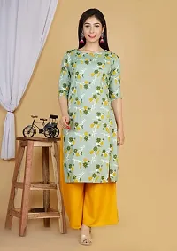 VASTRA Collection Women's Straight Floral Printed Straight Cut Kurti Side Slit || Regular Wear Kurti-thumb1