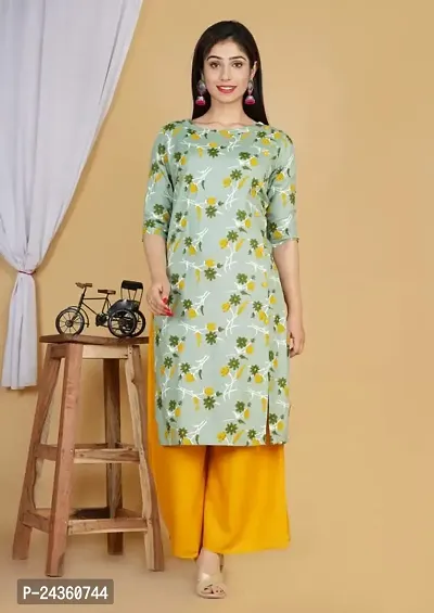 VASTRA Collection Women's Straight Floral Printed Straight Cut Kurti Side Slit || Regular Wear Kurti-thumb2