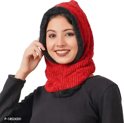 SIKANDER? - Girls Winter Full Face + Neck Cover Beanie/Balaclava Non Visor Cap/Hat - Red Color-thumb2