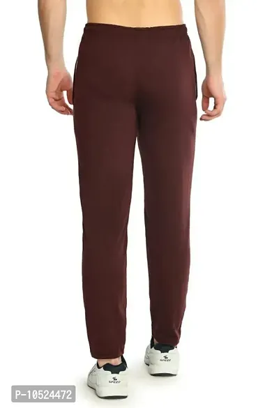 BRATS N BEAUTY? - Cotton Hosiery Lower for Men with Zip Pockets/Stretchable Trackpant for Workout and Casual Wear - Burgundy Color/M Size-thumb3