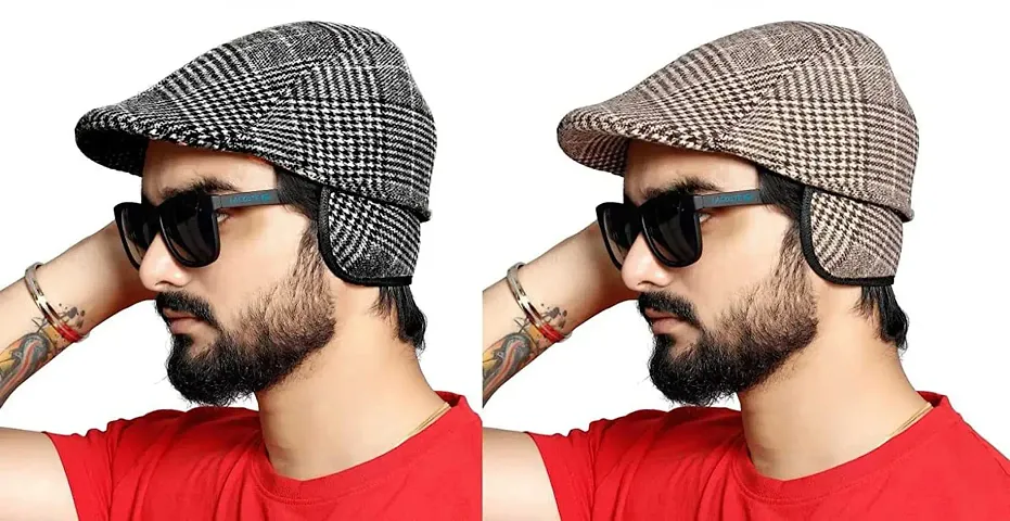 BRATS N BEAUTY?-Men/Women Autumn Checkered Vintage Herringbone Flat Cap/Boy or Male Durable Sports Peaked Riding Hat/Beret Country Golf Hats Caps Combo & Colour