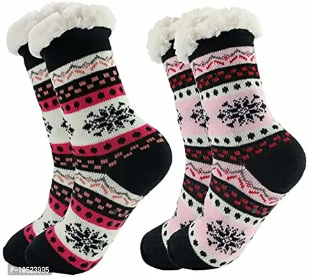 Ek Udaan - Women's & Girl's Winter Socks Soft Warm Cozy Fuzzy Fleece-lined Thick Socks_Free Size (Adults), Pack Of 02-thumb2