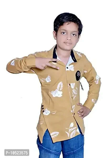 BRATS N BEAUTY Kids Boys Cotton Shirt (Yellow, 5-6 Years)-thumb0