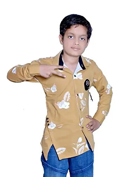 BRATS N BEAUTY Kids Boys Shirt (Yellow, 5-6 Years)