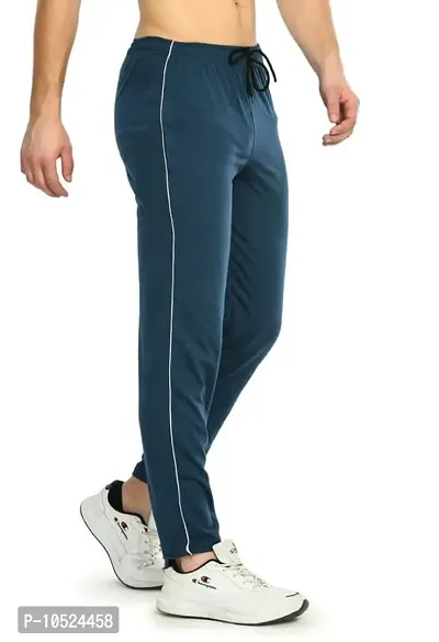 BRATS N BEAUTY? - Cotton Hosiery Lower for Men with Zip Pockets/Stretchable Trackpant for Workout and Casual Wear - Airforce Blue Color/L Size-thumb3