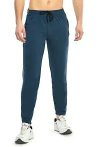 BRATS N BEAUTY? - Cotton Hosiery Lower for Men with Zip Pockets/Stretchable Trackpant for Workout and Casual Wear - Airforce Blue Color/L Size-thumb1