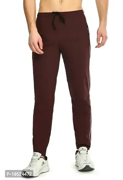 BRATS N BEAUTY? - Cotton Hosiery Lower for Men with Zip Pockets/Stretchable Trackpant for Workout and Casual Wear - Burgundy Color/M Size-thumb2