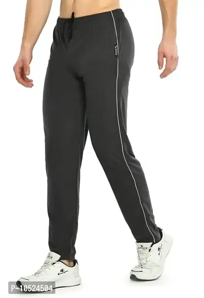 EK UDAAN - Cotton Hosiery Lower for Men with Zip Pockets/Stretchable Trackpant for Workout and Casual Wear - Charcoal Grey Color/L Size