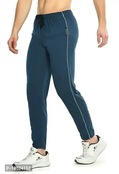 EK UDAAN - Cotton Hosiery Lower for Men with Zip Pockets/Stretchable Trackpant for Workout and Casual Wear - Airforce Blue Color/M Size-thumb0