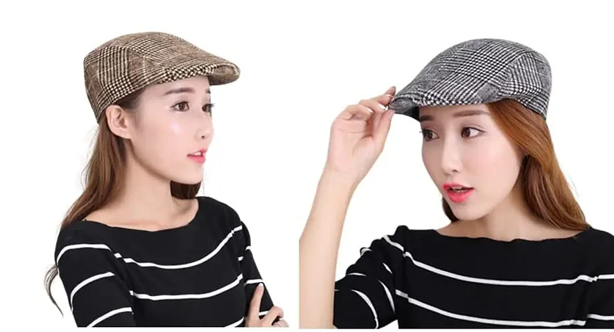 BRATS N BEAUTY?-Girl/Women Autumn Checkered Vintage Herringbone Flat Cap/Boy or Male Durable Sports Peaked Riding Hat/Beret Country Golf Hats Caps Combo & Colour