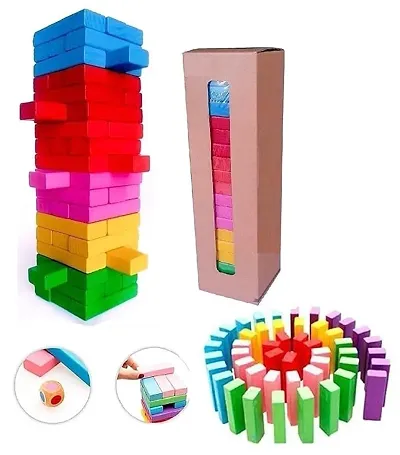 Wooden Blocks Tumbling Stacking Zenga Game For Kids and Adults