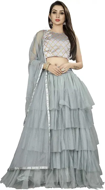 Elegant Net Dress Material with Dupatta For Women