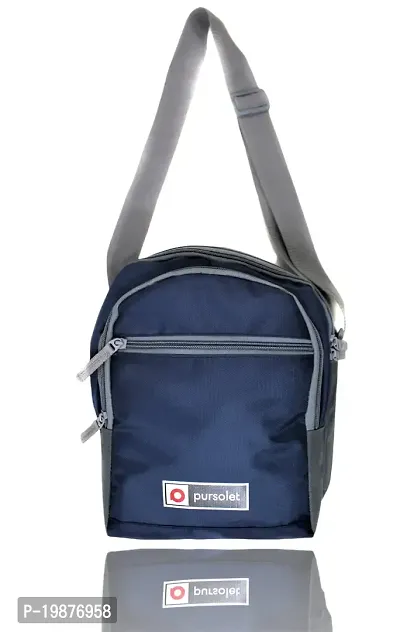 Pursolet Cross Body sling bag Travel Office Business Messenger Bag for Men Women (Blue and Grey)-thumb0