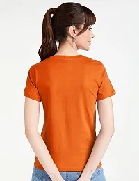 KAPASIYA Women's Round Neck T-Shirt | Plain Half Sleeve T-Shirt | Cotton T-Shirt (Small, Orange)-thumb1