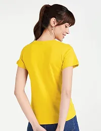 KAPASIYA Women's Round Neck T-Shirt | Plain Half Sleeve T-Shirt | Cotton T-Shirt (Small, Yellow)-thumb2