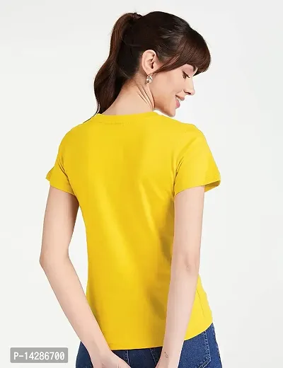 KAPASIYA Women's Round Neck T-Shirt | Plain Half Sleeve T-Shirt | Cotton T-Shirt (Small, Yellow)-thumb3