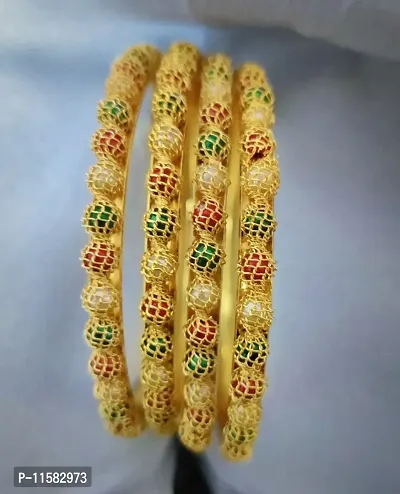 Women Alloy Material Gold Plated Beautiful Bangles set of 4