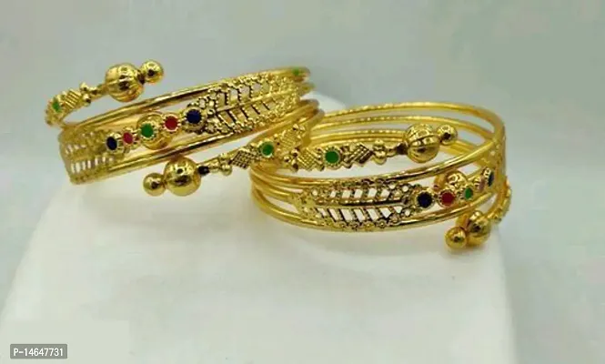 GOLD PLATED DESIGNER OPENABLE BROAD BANGLE SIZE-thumb0