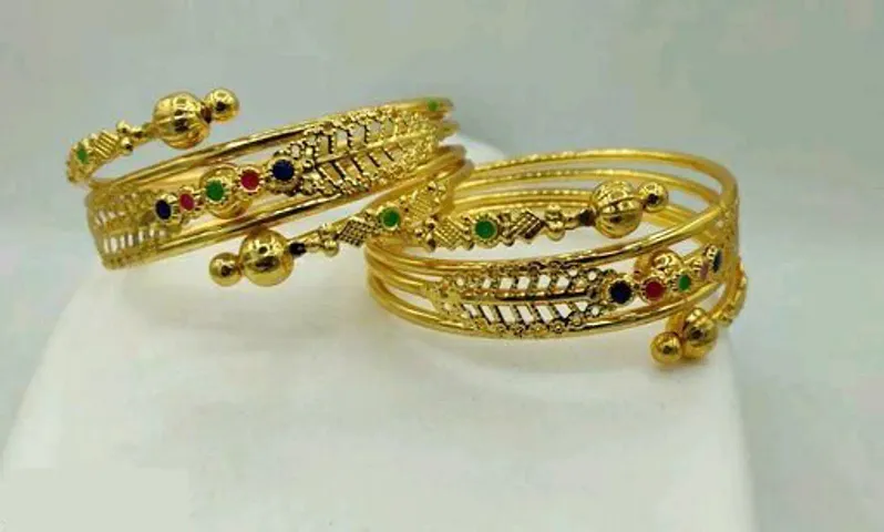 PLATED DESIGNER OPENABLE BROAD BANGLE SIZE