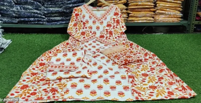 Classic Cotton Printed Kurta Bottom and Dupatta Set for Women