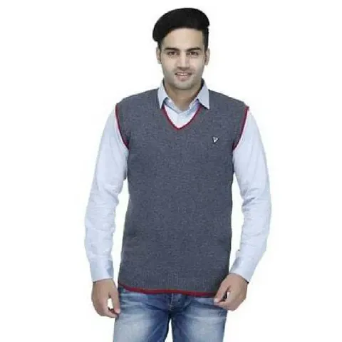 Royal RAJOTIYA Men's Regular Fit Pure Wool Winter Wear Solid Print V-Neck Desiner Casual Sweater, Office Use Sweater
