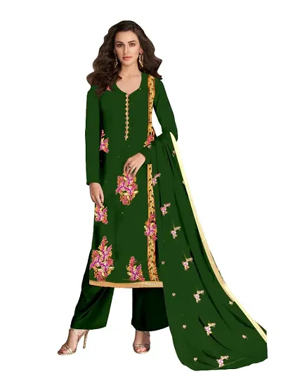 Embroidered Cotton Blend Dress Material with Dupatta