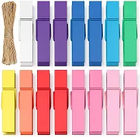 Prescent Mini Multifunction Wooden Clips for Photo hangings, Craft/Art Work, Home Decoration, Papers pins and Much More (Set of 20-Multicolor)-thumb3