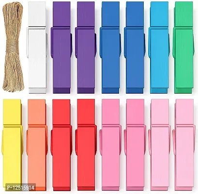 Prescent Mini Multifunction Wooden Clips for Photo hangings, Craft/Art Work, Home Decoration, Papers pins and Much More (Set of 20-Multicolor)-thumb4