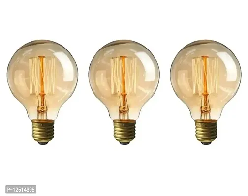 Prescent 40W Filament G80 Edison Antique bulb for Home decoration, Chandeliers, and to give a Vintage Effect to Balconies, Hotels, Motels, Lawns, Gardens and much more (Pack of 3, 40W each)