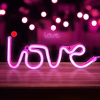 Prescent Love Neon LED Light Sign for Room, Table Decoration, Gifts, Night Light with 2 Modes USB and Battery Operated(Pink, USB/Battery Operated)-thumb1