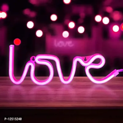 Prescent Love Neon LED Light Sign for Room, Table Decoration, Gifts, Night Light with 2 Modes USB and Battery Operated(Pink, USB/Battery Operated)-thumb2