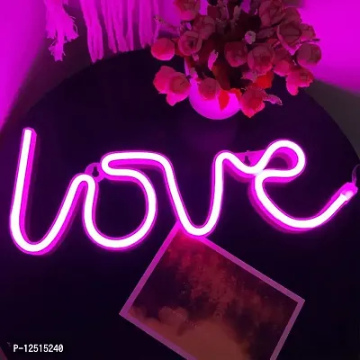 Prescent Love Neon LED Light Sign for Room, Table Decoration, Gifts, Night Light with 2 Modes USB and Battery Operated(Pink, USB/Battery Operated)