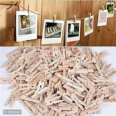 Prescent Mini Multifunction Wooden Clips for Photo hangings, Craft/Art Work, Home Decoration, Papers pins and Much More (Set of 20)-thumb4