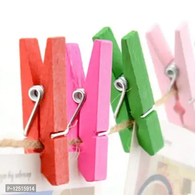 Prescent Mini Multifunction Wooden Clips for Photo hangings, Craft/Art Work, Home Decoration, Papers pins and Much More (Set of 20-Multicolor)-thumb5