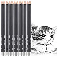 Prescent Professional Charcoal Pencils Set 12 Pcs for sketching, drawing, shading and more-thumb1