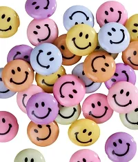 Present Plastic Round Cartoon Multi Pastel Smiley Face Fridge Magnets 3 cm - Pack Of 12-thumb1