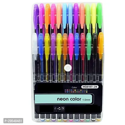 Present 24 Color Neon Gel Pen Set-thumb0