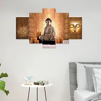 Rukshi Crafts  Set Of Five Gautam Buddha Wall Painting With Frame For Living Room 3D Scenery For Wall (B117X30) Inch-thumb2