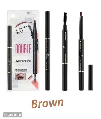 2 in1 Eyebrow Pencil with Brush, Non Transfer Long Lasting Eyebrow Drawing Pencil, Eyebrow Pencil  Brush to Shape, Define and Fill the Eyebrows, Smudge Proof Eyebrow Enhancer for Girls, (Brown)