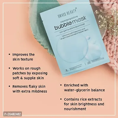 Swiss Beauty Bubble Mask Enriched with Hyaluronic Acid with Water- glycerin Balance , Deep Cleansing (Pack of 10))-thumb0