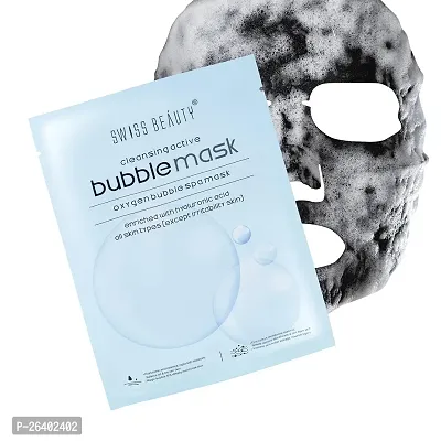 Swiss Beauty Bubble Mask Enriched with Hyaluronic Acid with Water- glycerin Balance , Deep Cleansing (Pack of 10))-thumb2